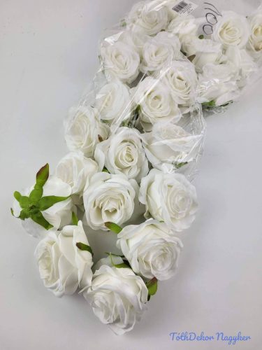 Rózsa selyemvirág fej 6 cm - Fehér