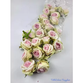 Rózsa selyemvirág fej 6 cm - Zöldes Rózsaszín 303A