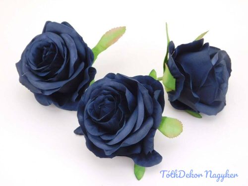 Rózsa minőségi selyemvirág fej 6 cm - Fekete