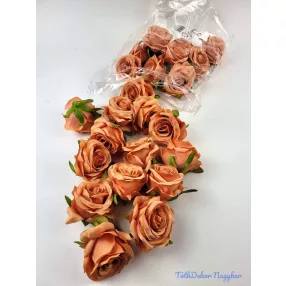 Rózsa selyemvirág fej 6 cm - Halvány Narancs 910