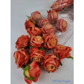 Rózsa selyemvirág fej 6 cm - Narancs Átmenetes