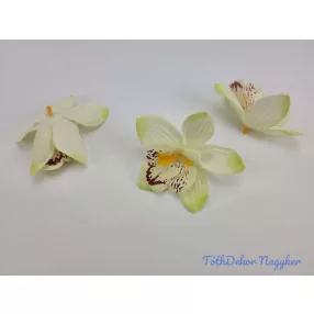 Orchidea selyemvirág fej 9 cm - Halvány Zöld