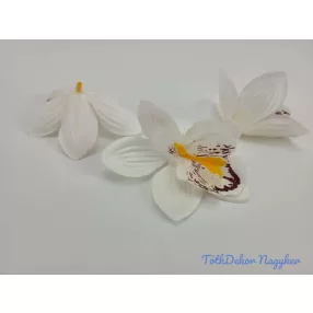 Orchidea selyemvirág fej 9 cm - Törtfehér