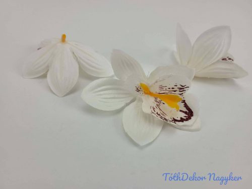 Orchidea selyemvirág fej 9 cm - Fehér