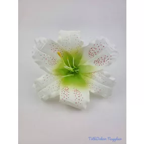 Liliom selyemvirág fej D16cm - Krém-Zöldes