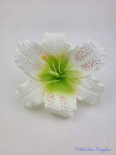 Liliom selyemvirág fej D16cm - Krém-Zöldes