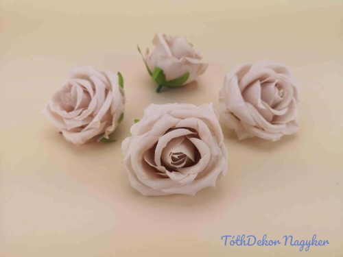 Rózsa szép nyílott selyemvirág fej rózsafej 7 cm - Bézs