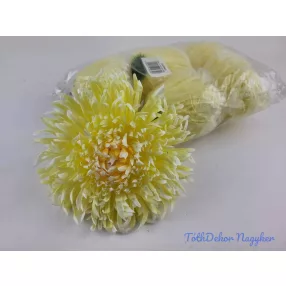 Krizantém selyemvirág fej D17cm - Krém-Sárga