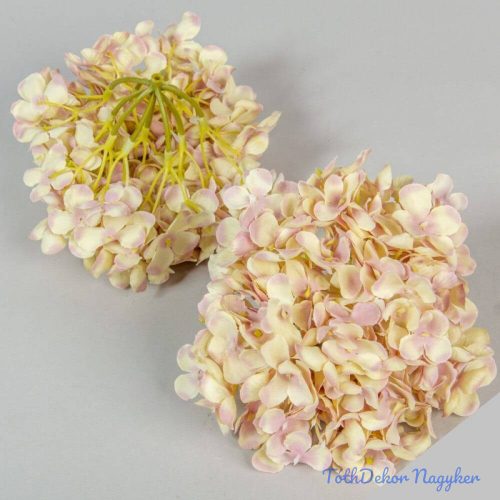 Hortenzia fej apró virágos selyemvirág fej 15 cm - Púder Bézs