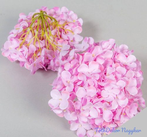 Hortenzia fej apró virágos selyemvirág fej 15 cm - Élénk Rózsaszín