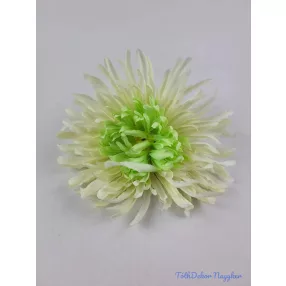 Tűszirmú krizantém fej 16cm - Krém-Zöld
