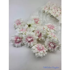 Dália selyemvirág fej 8cm - Fehér-Rózsaszín
