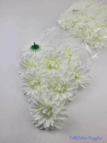 Dália selyemvirág fej 9cm - Törtfehér
