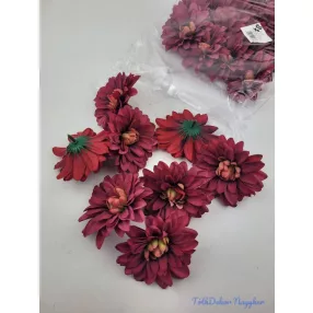 Dália selyemvirág fej 9cm - Burgundi