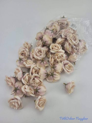 Rózsa selyemvirág fej kb 4-5cm - Krémes Mályva