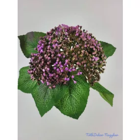 Bogyós 7 ágú díszítő csokor levéllel 30 cm - Lila