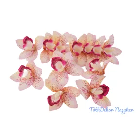 Orchidea gumis művirág fej 9 cm - Rózsaszín Foltos