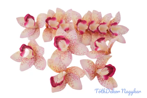 Orchidea gumis művirág fej 9 cm - Rózsaszín Foltos