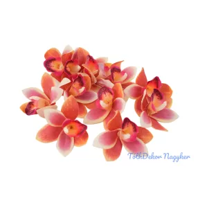 Orchidea gumis művirág fej 9 cm - Narancsos