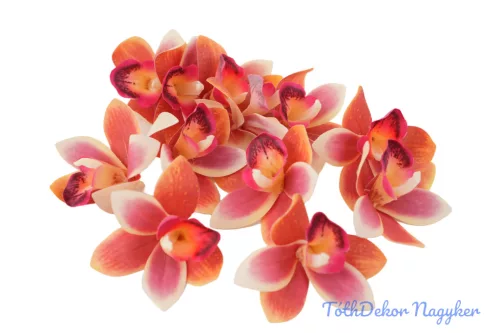Orchidea gumis művirág fej 9 cm - Narancsos