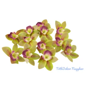 Orchidea gumis művirág fej 9 cm - Zöld