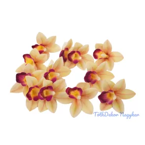 Orchidea gumis művirág fej 9 cm - Sötét Krém