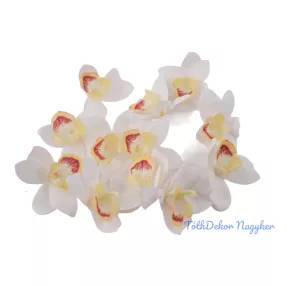Orchidea gumis művirág fej 9 cm - Fehér