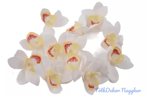 Orchidea gumis művirág fej 9 cm - Fehér