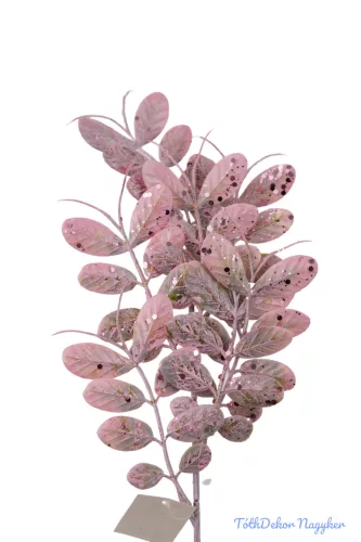 Csillámos leveles ág 48cm - Rózsaszín