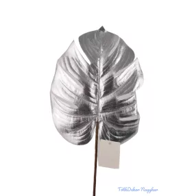 Metál selyem levél 50cm - Ezüst