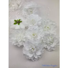 Dália selyemvirág fej 11cm - Fehér