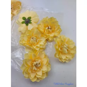Dália selyemvirág fej 11cm - Vajsárga