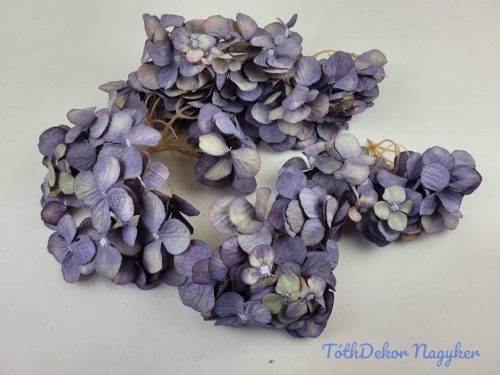 Hortenzia fej antik selyemvirág 16 cm - Lila