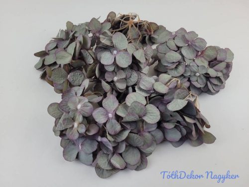 Hortenzia fej antik selyemvirág 16 cm - Szürkés Lila
