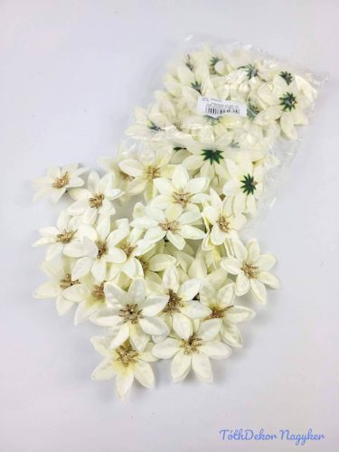 Mikulásvirág selyemvirág fej D6,5cm - Fehér