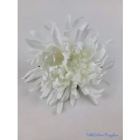 Kócos krizantém selyemvirág fej 14cm - Fehér