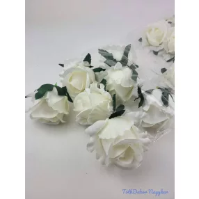 Nyíló rózsa selyem fej D7cm - Ekrü