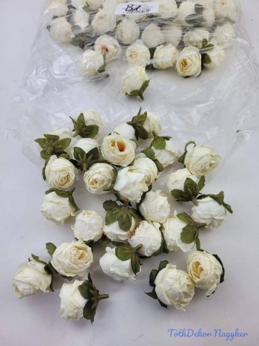 Rózsa szárazhatású selyem fej 3cm - Krém