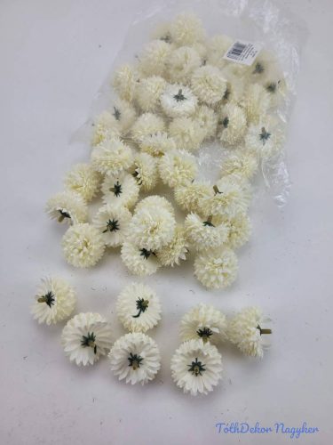 Krizantém selyemvirág fej kb 4cm - Krém