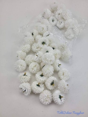 Krizantém selyemvirág fej kb 4cm - Fehér