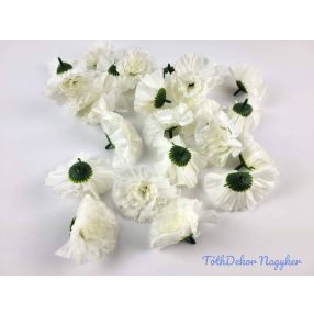 Szegfű selyemvirág fej 6,5 cm - Törtfehér
