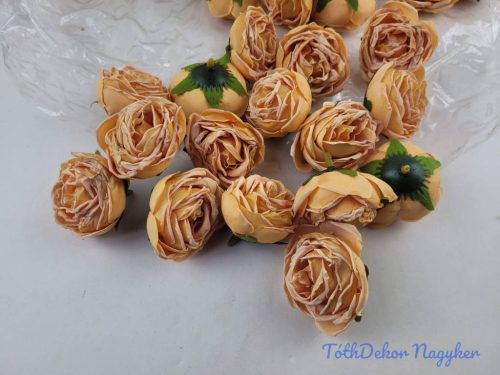 Rózsa szárazhatású selyem fej 4,5cm - Narancs
