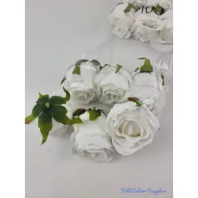 Bimbós rózsa selyem fej 6 cm - Fehér