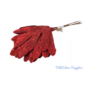 Flitteres-glitteres levél 6db/köteg 24cm - Piros