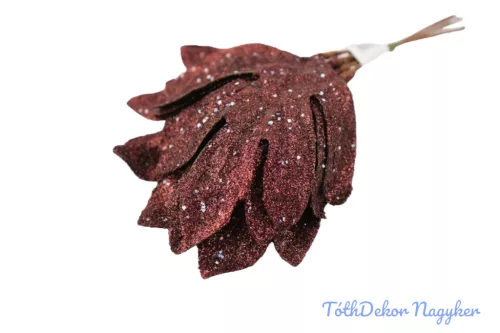 Flitteres-glitteres levél 6db/köteg 24cm - Barna