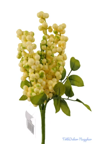 Bogyós 5 ágú bokor 31cm - Krém-Zöld