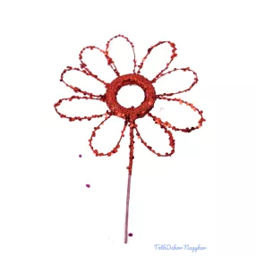 Csillámos virág pick - Piros