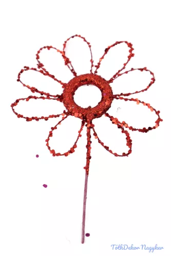 Csillámos virág pick - Piros