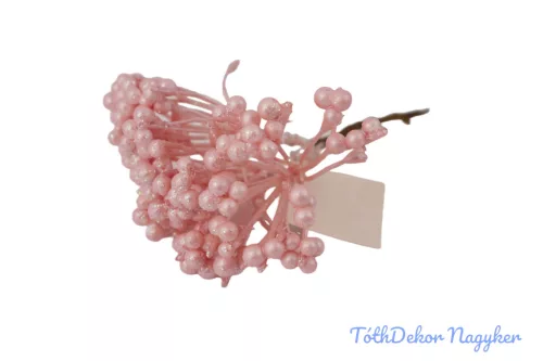 Gyöngyház bogyós pick 14cm - Rózsaszín