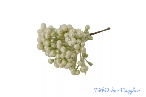 Gyöngyház bogyós pick 14cm - Zöld